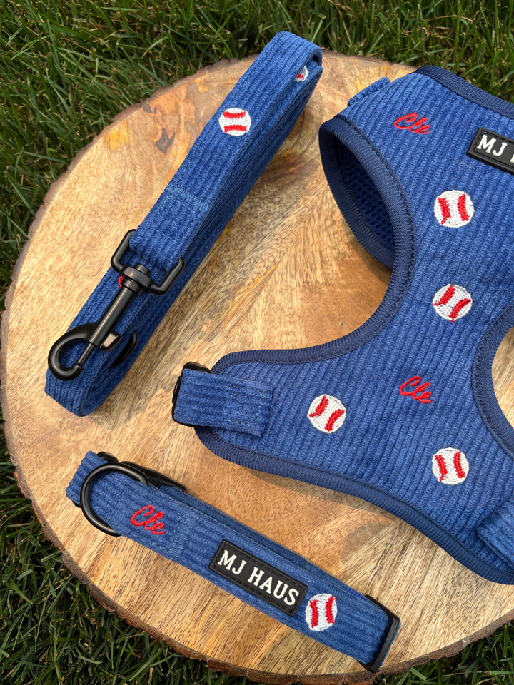 CLE BASEBALL LEASH AND COLLAR BUNDLE